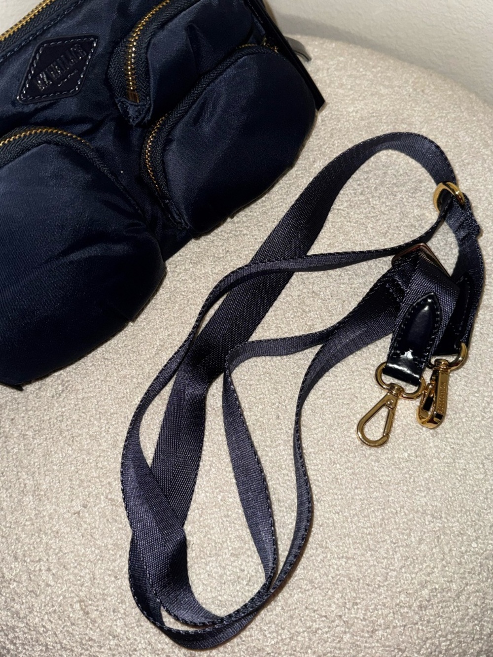 MZ WALLACE Chelsea Petite Nylon Shoulder Bag in Navy - Picture 11 of 12